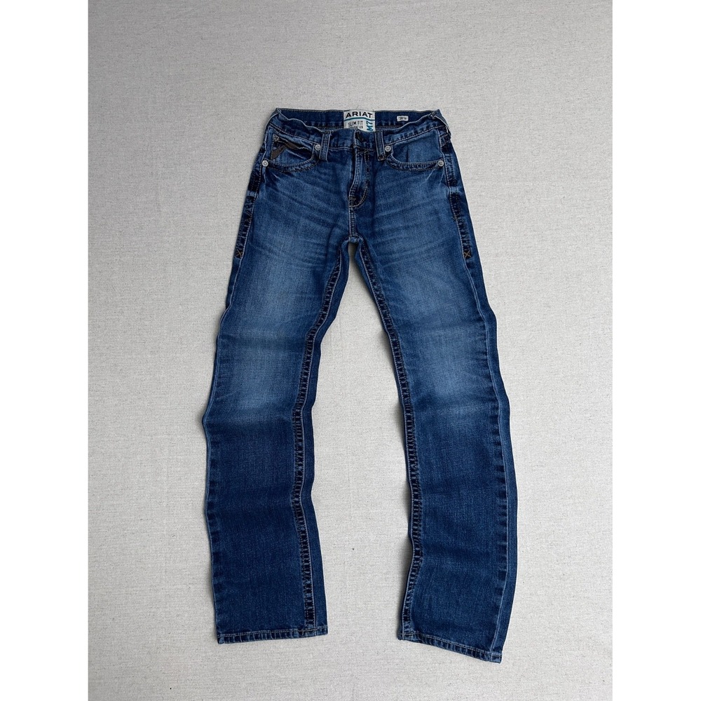 Ariat Jeans Mens 30x36 Blue Denim Slim Fit Straight Leg M7 Cowboy Western Pocket